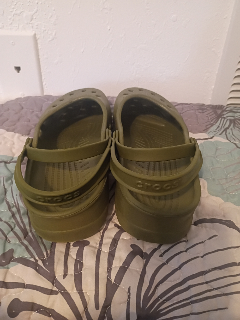 Olive Green Slip-On Clog Shoes - Picture 2 of 11